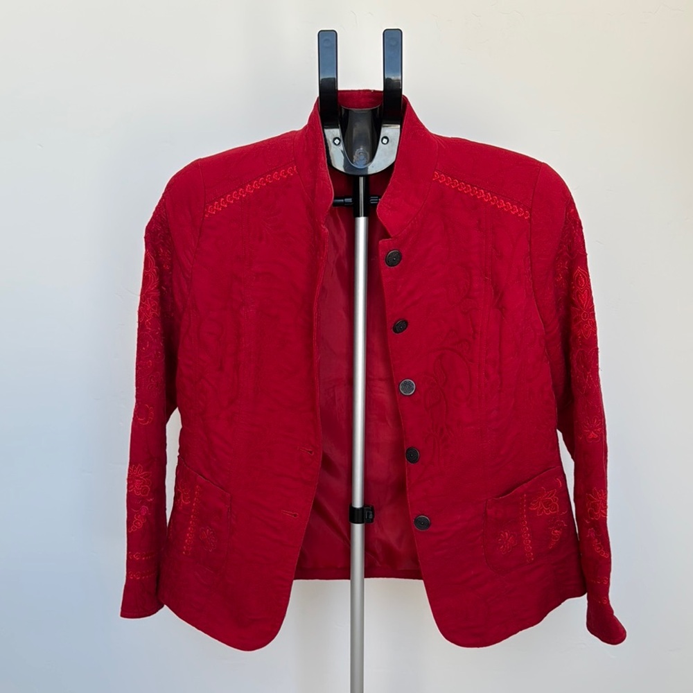 Coldwater Creek Vibrant Red Textured Jacket